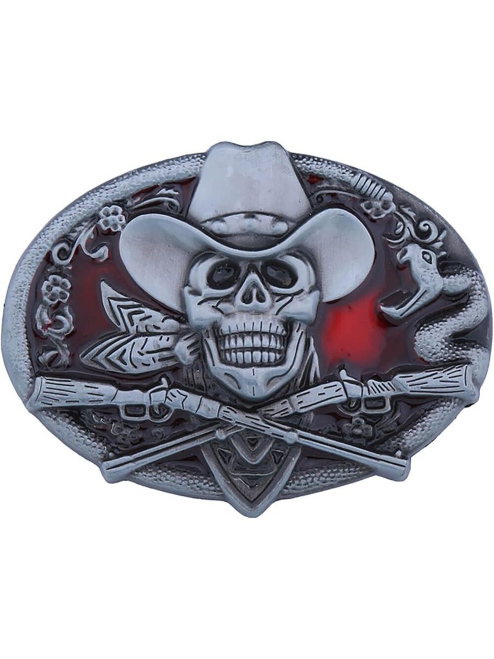 Men 7# Red Skull Cowboy Belt Buckle Cross Prayer Horse Vintage Western